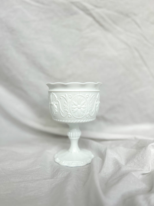 Scalloped Pressed Glass Pedestal Dish